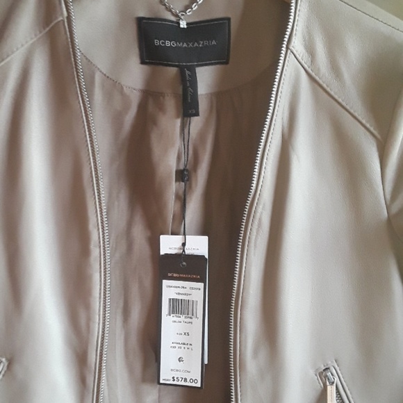 Rare! BCBGMAXAZRIA Leather Drape Jacket - Picture 7 of 8